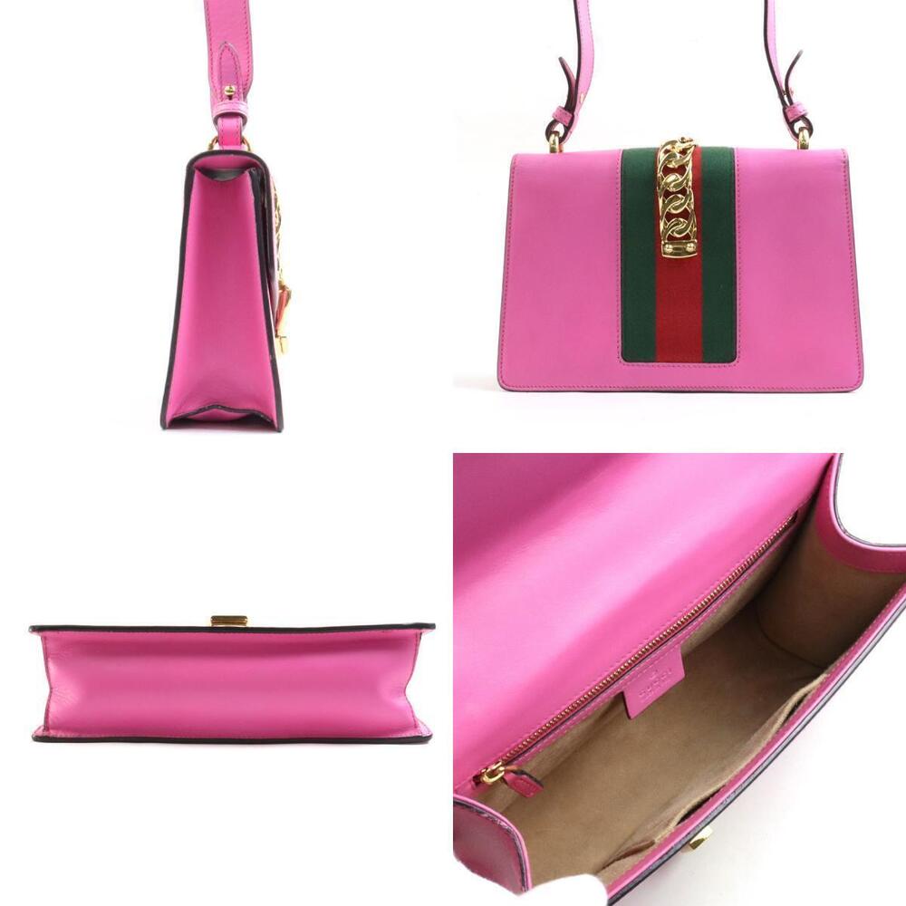 Gucci Leather Shoulder Metal Sylvie Pink Gold Bag